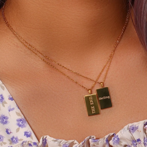 NEW 18K GOLD ENGRAVED LETTERS NECKLACE, NICE NECKLACE, CUTE NECKLACE - Picture 3 of 8